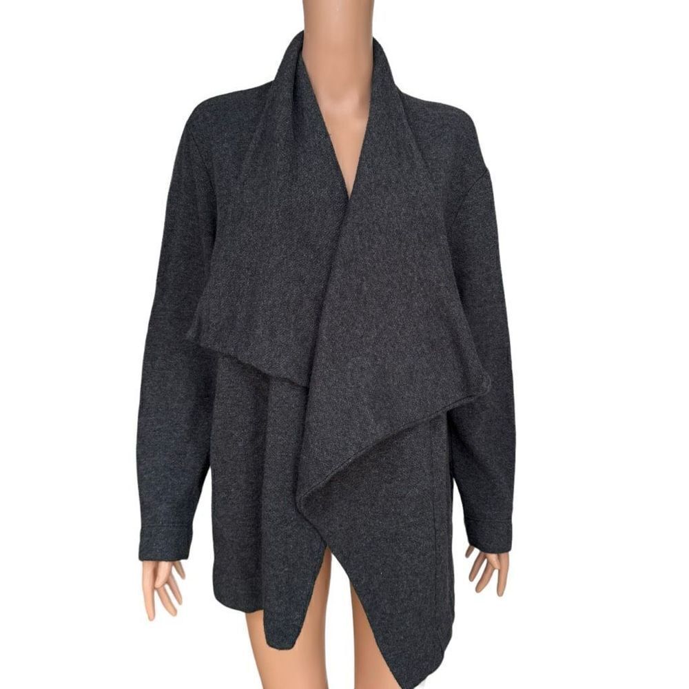 J. Crew gray cotton blend open front cardigan cascading front size M